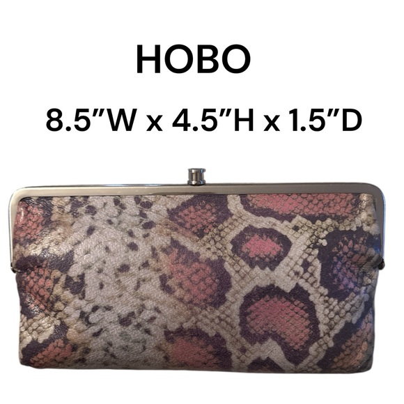 Hobo Bengal Python Print Pink Brown Soft Leather Wallet Magnetic Clutch Snap